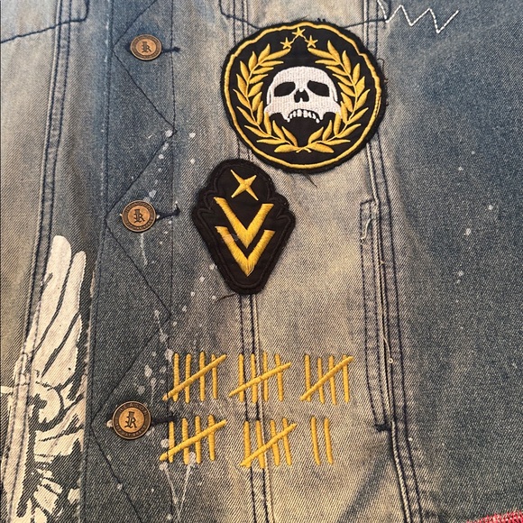 REASON Denim Jacket – Rocker / Moto Patchwork Style - Picture 8 of 15